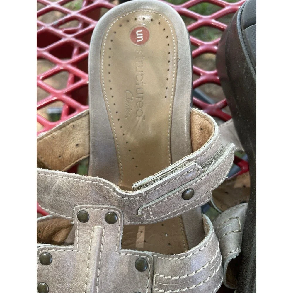 Clarks Unstructured  Comfort Beige Shoes Women’s Slip ons Sandals Size 8.5M - Picture 8 of 8